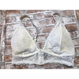 Pure Beauty By Rene Rofe Bralette Womens Sz Sm White Floral Lace Wirefree Bra